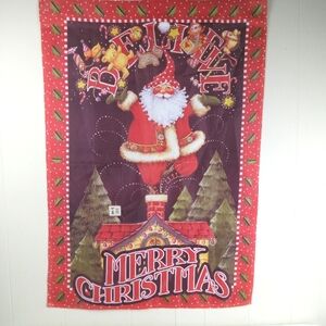 Vintage Mary Englebreit Merry Christmas Santa Believe Garden Yard Flag 28x40